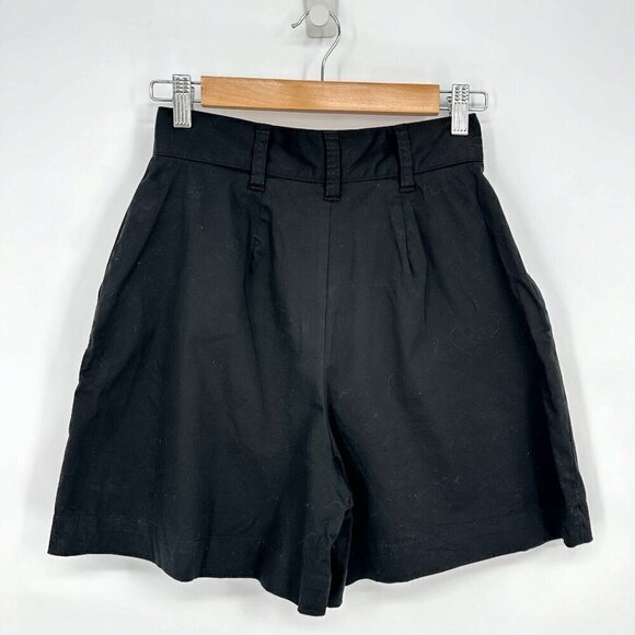 Danielle Bernstein High Waist Cotton Trouser Shorts Pleated Black Women's 0 - Picture 5 of 7